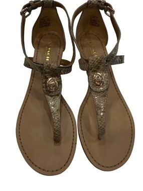 Coach Women’s Turnlock Leather Sandals Ingrid Snakeskin Print Sz 7.5 NIB